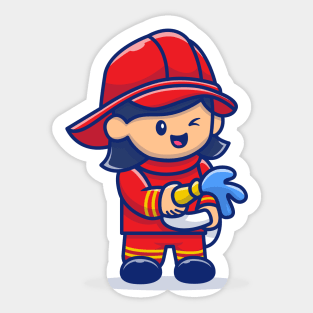 Cute Firefighter Sticker